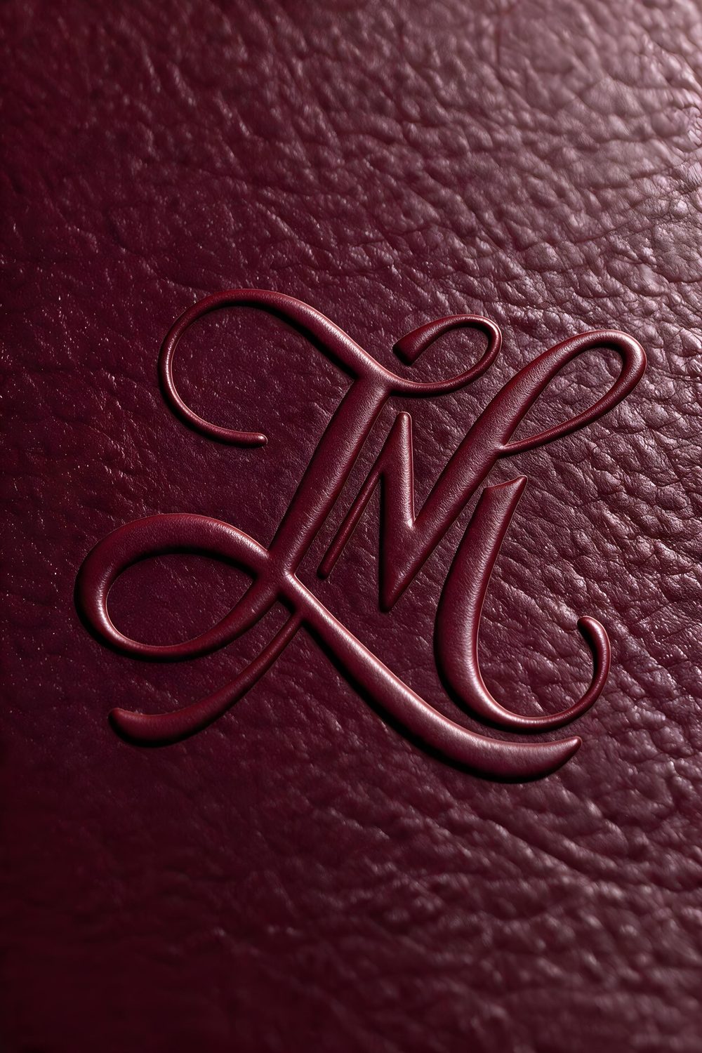 Monogram embossed on leather